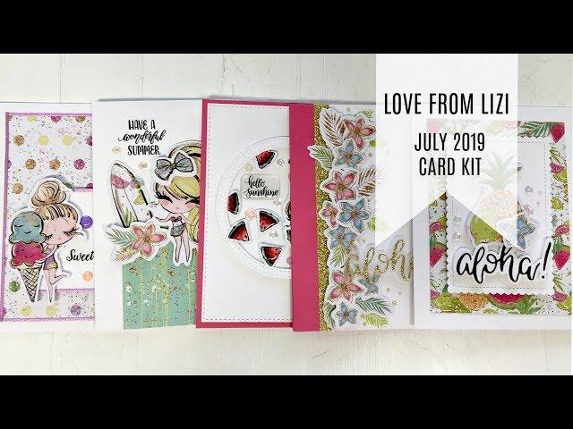 5 Cards - 1 Kit / Love From Lizi July 2019 Card Kit / Guest Designer