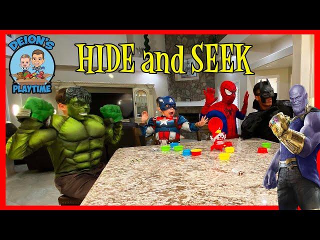 Hide & Seek with Superheroes | Thanos is it | Deion's Playtime Skits