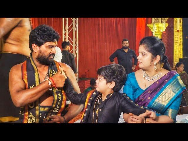 Talasani Tarak Cute Moments with Dad Talasani Sai Kiran Yadav at Ayyappa Swamy Pooja 2022