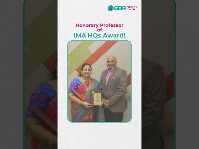 Dr. G. Buvaneswari Honored with IMA HQs Award – A Milestone Achievement!  | GBR Fertility Centre