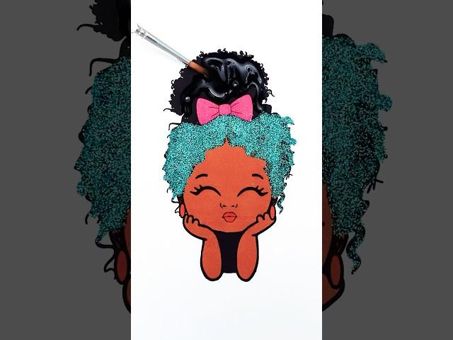  Peekaboo Girl Glitter Afro Hairstyle  #glitter #girl #kids #art #easy