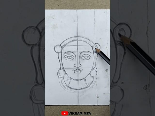 Kalamkari Face Design Drawing Tutorial for Beginners || Pencil Sketches by Vikram Mfa