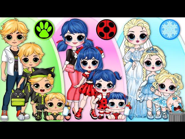 How To Elsa, Ladybug & ChatNoir Growing Up Full In Real Life | 30 DIY Paper Dolls & Craft