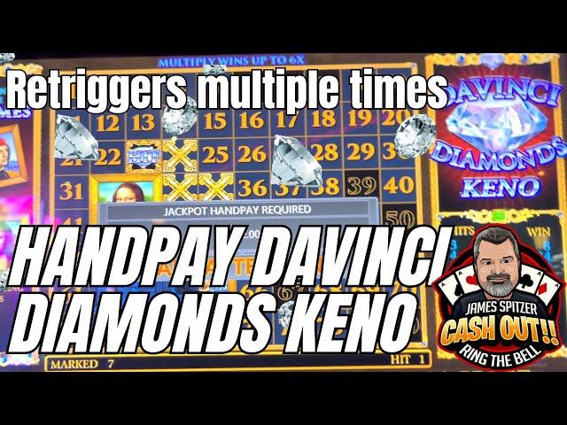 HANDPAY DAVINCI DIAMONDS KENO Retriggers to Massive win, $2 bet!!  #kenonation #slots #casino #keno