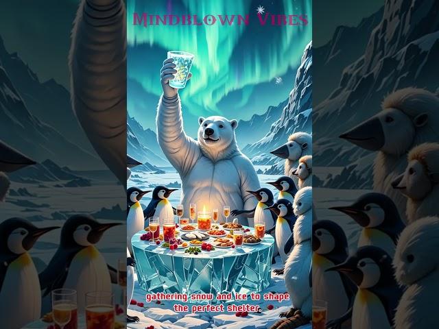Arctic Allies: A Polar Bear's Snowy Celebration.🫎#shorts #penguin #bear #polarbear #trending