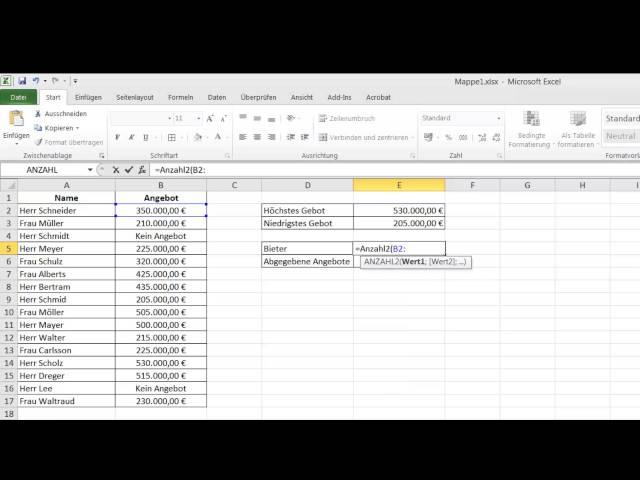 Wichtige Excel Funktionen - ANZAHL und ANZAHL2