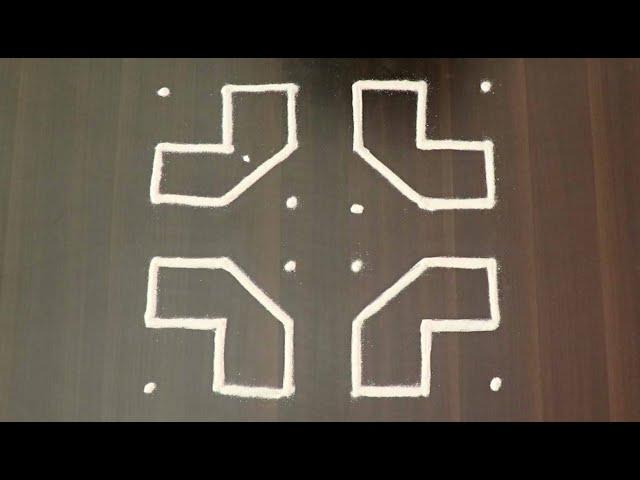 Easy rangoli design tutorial with 6*6 dots | New rangoli design for beginners | Kolam rangoli