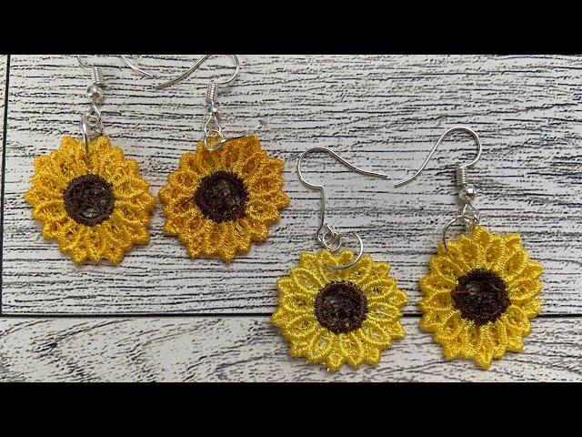 Machine Embroidery FSL Sunflower Earrings  Stitchin With Sue