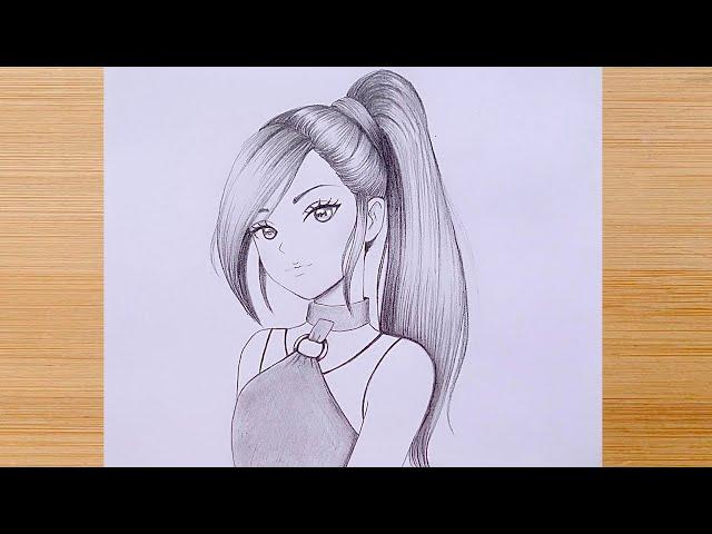 How to draw Anime GIRL  - step by step || Pencil Sketch for beginners