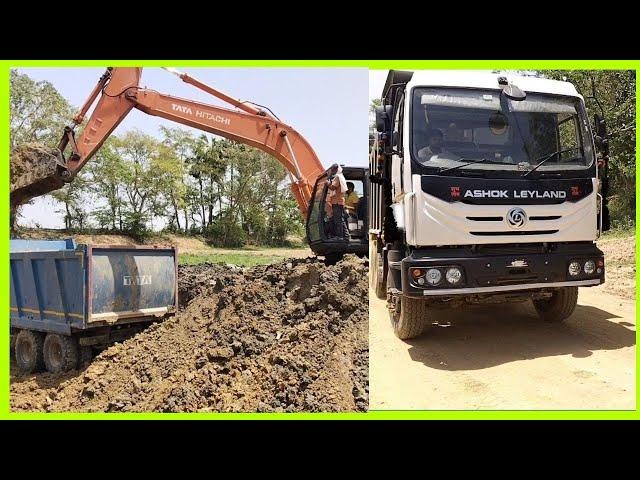 Struggles Of Pond Soil Loaded Ashok Leyland 10 Wheel Truck