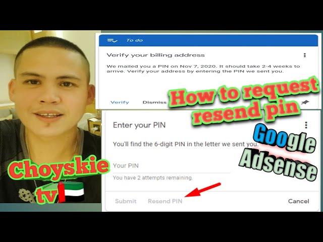 How to request resend pin in Google Adsense