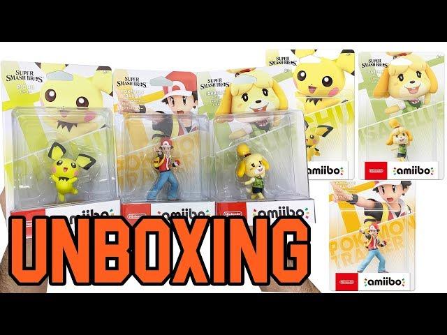Super Smash Bros.Series Amiibo Pichu / Pokemon Trainer / Isabelle(Switch) Unboxing!!