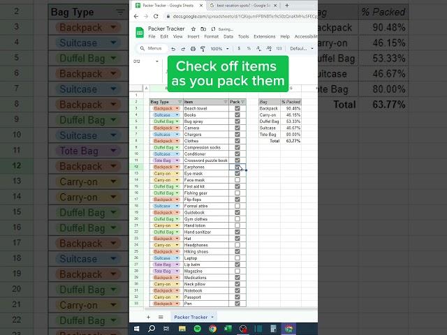 Packer Tracker in Google Sheets! (FREE download!) #googlesheets