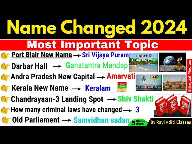 Name Changed in 2024 | City Name Change 2024 | Badle Gye Naam 2024 | Current Affairs 2024