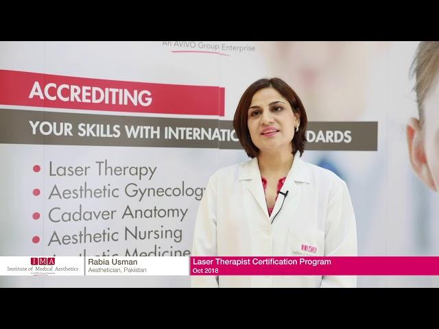 Rabia Usman - Aesthetician, Pakistan, Reviewing IMA Laser Course