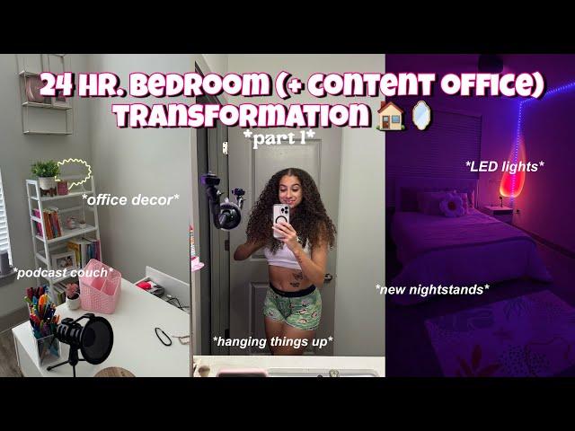  vlog: *chaotically* decorating my bedroom + home office | 24 hr. room transformation pt.1