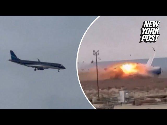 Video shows moment Azerbaijan Airlines flight crashes in Kazakhstan