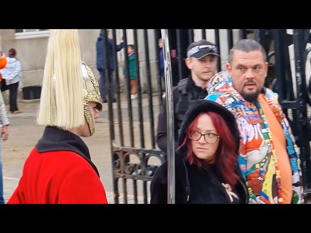 Out of Control Tourists Blocking King's Guard won't MOVE at Horse Guards in London