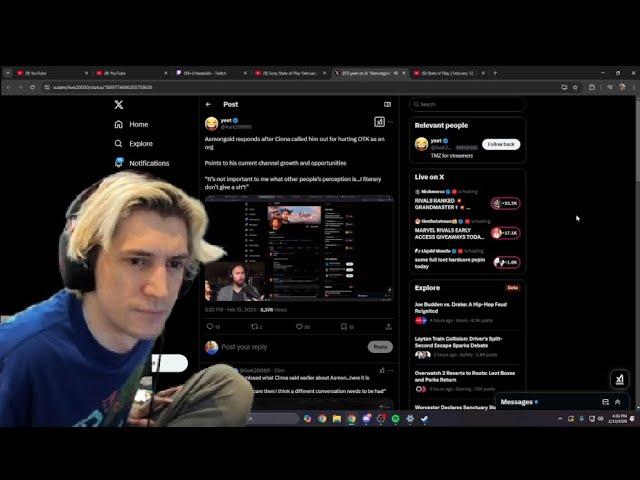 xQc Reacts To Asmongold Responds After Cinna Called Him Out for Hurting OTK.