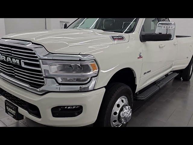 2024 RAM 3500 LARAMIE LEVEL 1 CREW LONG DRW DIESEL PEARL WHITE 4K WALKAROUND 14846Z