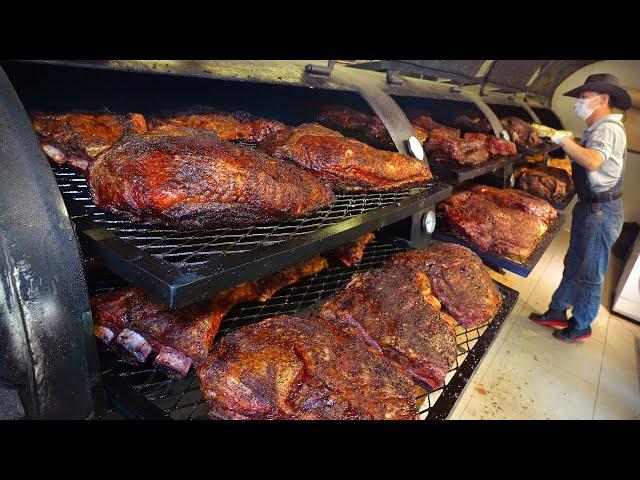 Perfect! Texas barbecue in the autumn forest  / Korean street food