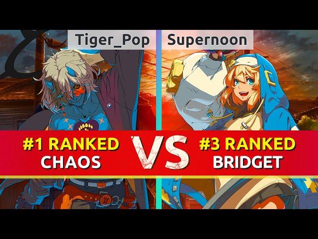 GGST ▰ Tiger_Pop (#1 Ranked Happy Chaos) vs Supernoon (#3 Ranked Bridget). High Level Gameplay