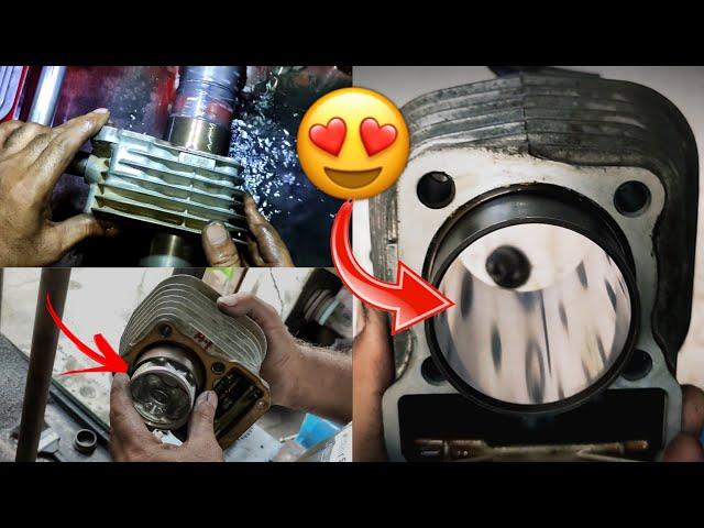 How to Rebore 125cc Cylinder block enlarge piston housing | FULL VIDEO - Zimbiker