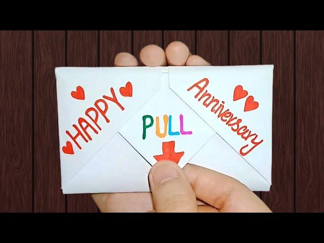 DIY-SURPRISE MESSAGE CARD FOR Anniversary ||Pull Tab Origami Envelope Card ||Anniversary Card idea