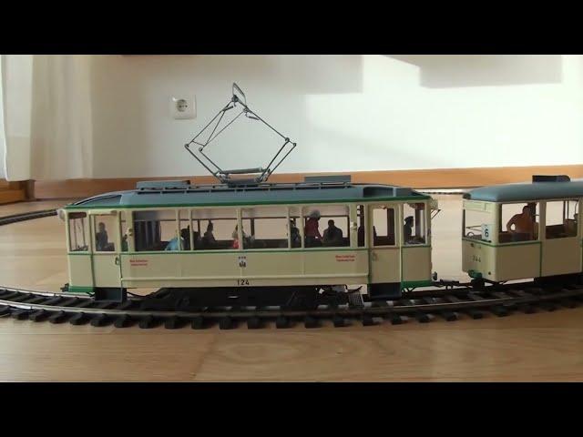 Magdeburger Triebwagen 124 mit KSW Beiwagen 244 auf der Linie 6 -  0 Scale