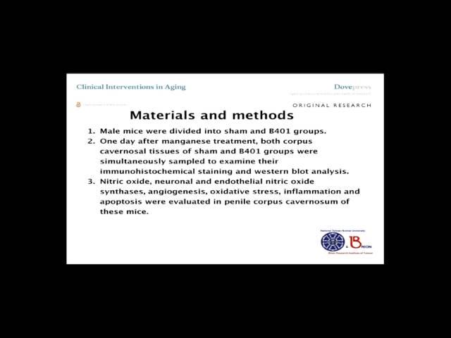 Penile protection with B401 in aging mice with manganism - Video abstract 82026