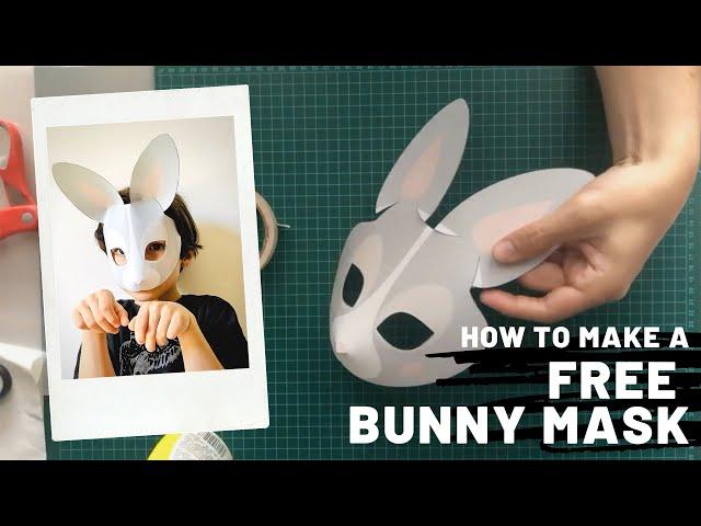 FREE template: How to make this bunny mask for kids - DIY single page paper mask