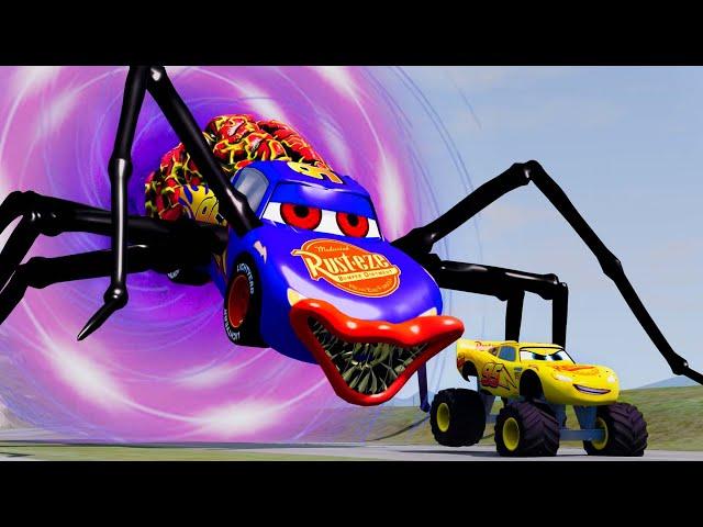 Epic Escape From Lightning McQueen Eater Giant Bot, Spider Eater in BeamNG Compilation#5