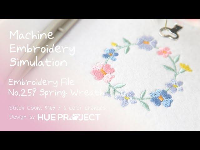 Machine Embroidery Design No259: Spring Flower Mini Wreath / 자수파일 미리보기 / 머신자수 자수디자인