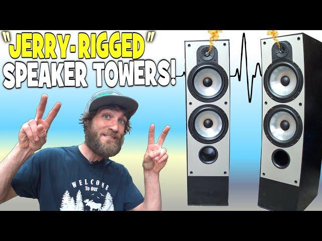 "Jerry Rigged" SPEAKER TOWERS w/ 8 inch WOOFERS & Cheap OLD Tweeters! EXO's Garage Sound System FIX