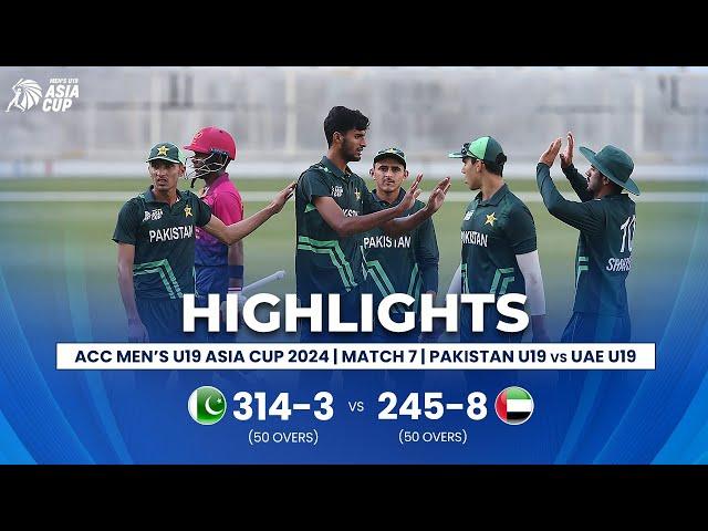 Pakistan U19 vs UAE U19 | Match 7 | ACC Men's U19 Asia Cup