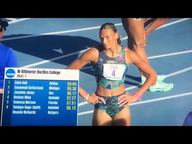 Anna Hall with hot performance in 400m Hurdles at Florida Relays, just shy of breaking track record"