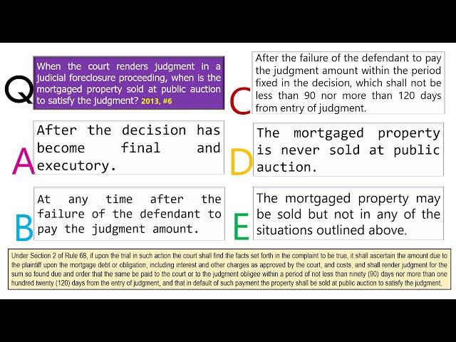 RULES OF COURT: Rule 68 - Foreclosure of Real Estate Mortgage with BAR EXAM QUESTIONS Part 2