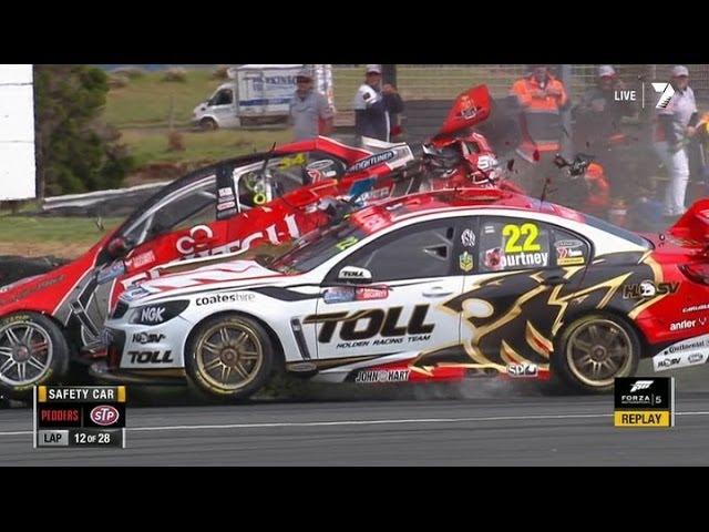 V8 Supercars Phillip Island 2013 Race 1 Huge crash Premat Courtney