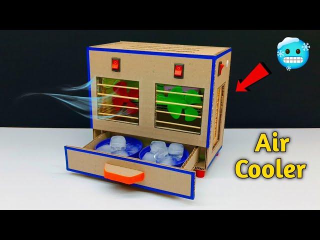How To Make Rechargeable Air Cooler At Home || Making Mini Cooler From Cardboard Science Project