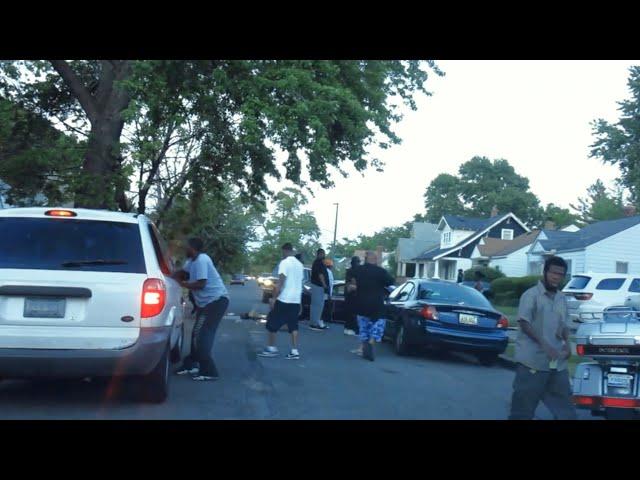 DETROIT HOOD REMOVES FILPPED OVER STOLEN CAR BEFORE POLICE ARRIVE / AFTER DRAG RACING