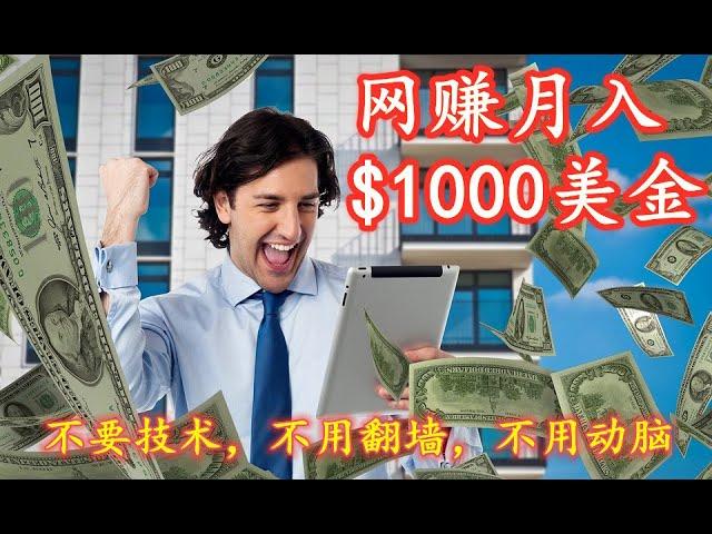 无脑网赚2020美金月入$1000美金，不要技术，不要翻墙，网赚美金，技术方法提高三倍效益