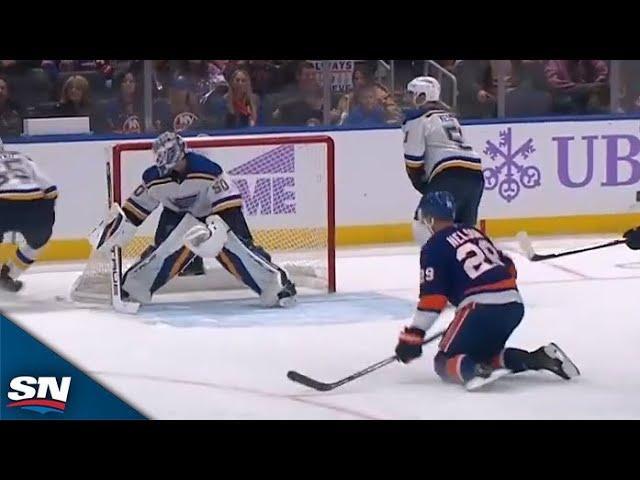 Islanders' Brock Nelson Pots Power-Play Goal From His Knees vs. Blues