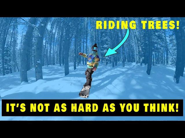 How to turn your snowboard in the trees