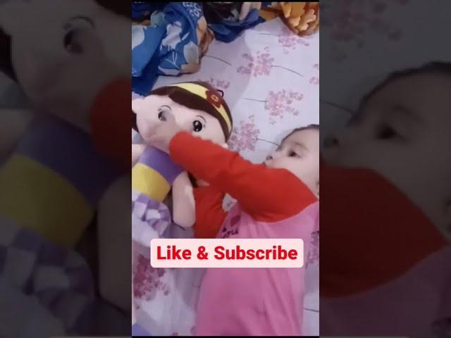  Adorable Moments: Little Baby's Playtime with Her Doll!  #shortvideo #cutebaby #adorablebaby