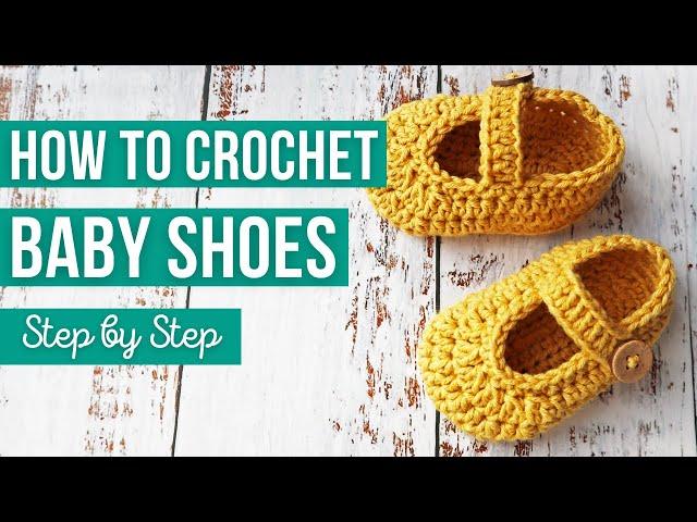 How to Crochet Baby Shoes |  Step by Step EASY Video Tutorial | US Crochet Terms