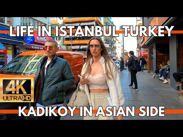 LIFE IN ISTANBUL TURKEY KADIKOY DISTRICT BAZAAR,SHOPS,STREET FOODS,PEOPLE,RESTAURANTS IN 4K UHD