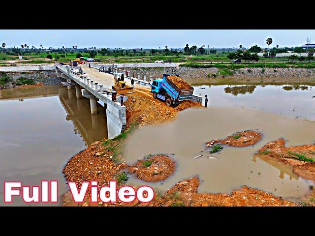 Nice Good Job.!! Both Sides Construction Bridge Space Filling Us SoilsRock and Dozer Truck Dumping