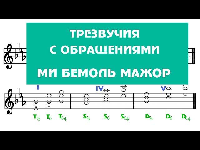 ТРЕЗВУЧИЯ с обращениями - МИ БЕМОЛЬ МАЖОР - Как строить трезвучия