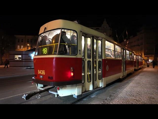 Czech Republic, Prague, tram 18 night ride from Moráň to Ostrčilovo náměstí