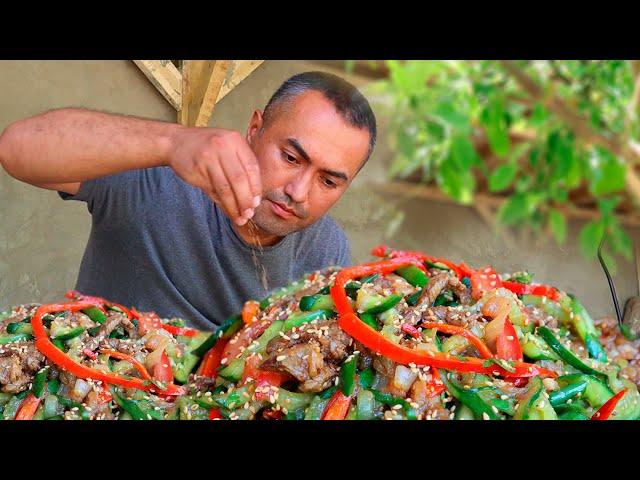 JAPANESE SALAD WITH MEAT! VERY TASTY MEAT SALAD! | YasharBek